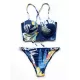 Abstract Printed Underwired Bandeau Split Bikini Swimsuit Abstract Printed Underwired Bandeau Split Bikini Swimsuit