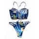 Abstract Printed Underwired Bandeau Split Bikini Swimsuit Abstract Printed Underwired Bandeau Split Bikini Swimsuit