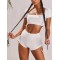 Solid Color Short Sleeve Sporty Split Tankini Swimsuit