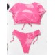 Tie-Dyed Printed Drawstring Short Sleeve Split Tankini Swimsuit Tie-Dyed Printed Drawstring Short Sleeve Split Tankini Swimsuit