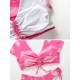 Tie-Dyed Printed Drawstring Short Sleeve Split Tankini Swimsuit Tie-Dyed Printed Drawstring Short Sleeve Split Tankini Swimsuit