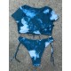 Tie-Dyed Printed Drawstring Short Sleeve Split Tankini Swimsuit Tie-Dyed Printed Drawstring Short Sleeve Split Tankini Swimsuit