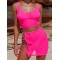 Solid Color Split Bikini Swimsuit+See-Through Split Cover-Ups Four Piece Set