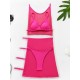 Solid Color Split Bikini Swimsuit+See-Through Split Cover-Ups Four Piece Set Solid Color Split Bikini Swimsuit+See-Through Split Cover-Ups Four Piece Set