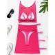 Solid Color Split Bikini Swimsuit+See-Through Split Cover-Ups Four Piece Set Solid Color Split Bikini Swimsuit+See-Through Split Cover-Ups Four Piece Set