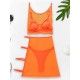 Solid Color Split Bikini Swimsuit+See-Through Split Cover-Ups Four Piece Set Solid Color Split Bikini Swimsuit+See-Through Split Cover-Ups Four Piece Set