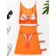 Solid Color Split Bikini Swimsuit+See-Through Split Cover-Ups Four Piece Set Solid Color Split Bikini Swimsuit+See-Through Split Cover-Ups Four Piece Set