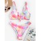 Gradient Tankini Square-Neck Split Bikini Swimsuit