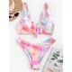 Gradient Tankini Square-Neck Split Bikini Swimsuit Gradient Tankini Square-Neck Split Bikini Swimsuit
