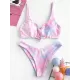 Gradient Tankini Square-Neck Split Bikini Swimsuit Gradient Tankini Square-Neck Split Bikini Swimsuit