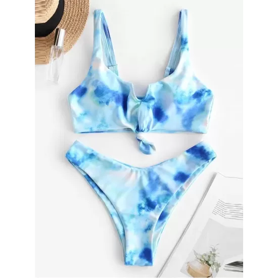 Gradient Tankini Square-Neck Split Bikini Swimsuit Gradient Tankini Square-Neck Split Bikini Swimsuit