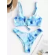 Gradient Tankini Square-Neck Split Bikini Swimsuit Gradient Tankini Square-Neck Split Bikini Swimsuit
