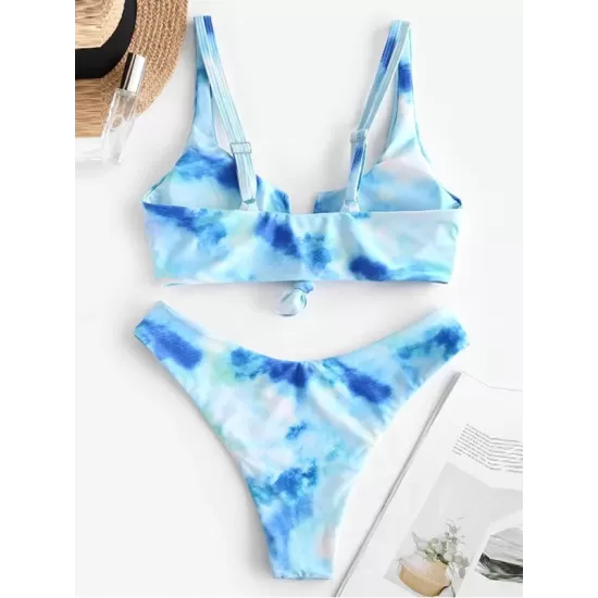 Gradient Tankini Square-Neck Split Bikini Swimsuit Gradient Tankini Square-Neck Split Bikini Swimsuit