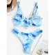 Gradient Tankini Square-Neck Split Bikini Swimsuit Gradient Tankini Square-Neck Split Bikini Swimsuit
