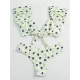 Polka-Dot Puff Sleeves Split Tankini Swimsuit Polka-Dot Puff Sleeves Split Tankini Swimsuit