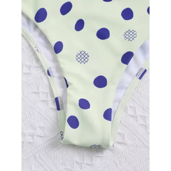 Polka-Dot Puff Sleeves Split Tankini Swimsuit Polka-Dot Puff Sleeves Split Tankini Swimsuit