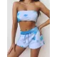 Sporty Tie-Dyed Gradient Bandeau Split Tankini Swimsuit Sporty Tie-Dyed Gradient Bandeau Split Tankini Swimsuit