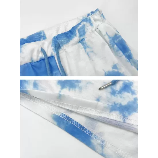 Sporty Tie-Dyed Gradient Bandeau Split Tankini Swimsuit Sporty Tie-Dyed Gradient Bandeau Split Tankini Swimsuit