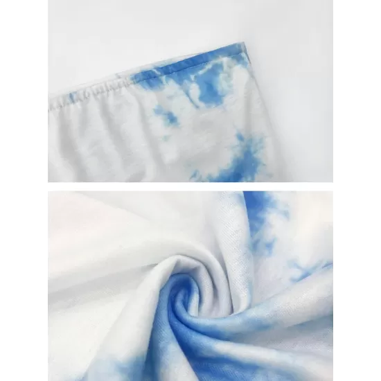 Sporty Tie-Dyed Gradient Bandeau Split Tankini Swimsuit Sporty Tie-Dyed Gradient Bandeau Split Tankini Swimsuit