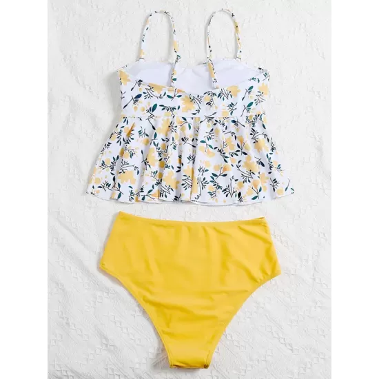 Floral-Print Falbala Split Tankini Swimsuit Floral-Print Falbala Split Tankini Swimsuit