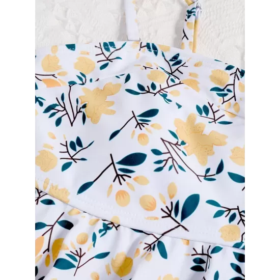 Floral-Print Falbala Split Tankini Swimsuit Floral-Print Falbala Split Tankini Swimsuit