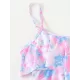 Gradient Printed Falbala Tiered Split Tankini Swimsuit Gradient Printed Falbala Tiered Split Tankini Swimsuit