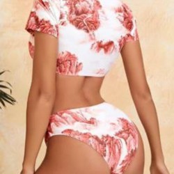 Chinese Style Printed Short Sleeve Split Wetsuit