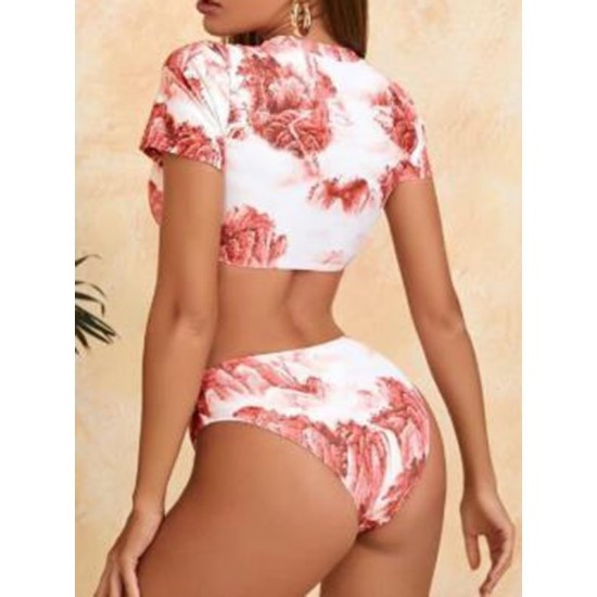 Chinese Style Printed Short Sleeve Split Wetsuit Chinese Style Printed Short Sleeve Split Wetsuit