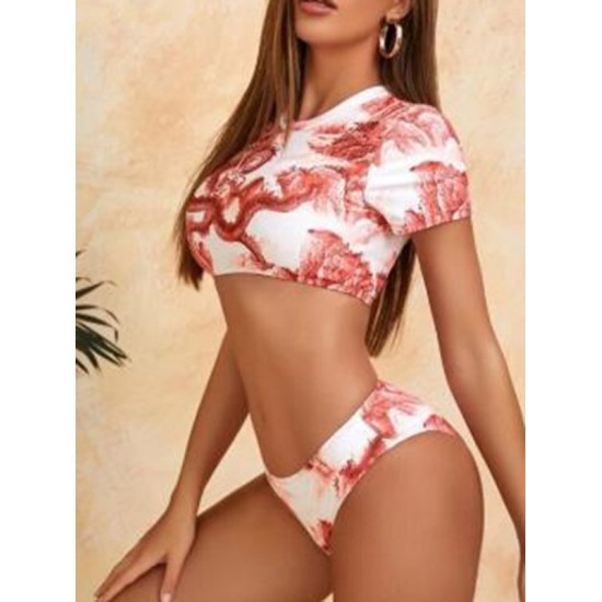 Chinese Style Printed Short Sleeve Split Wetsuit Chinese Style Printed Short Sleeve Split Wetsuit