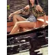 Printed Gorgeous Embellished Falbala Off-The-Shoulder One-Piece Tankini Swimwear Printed Gorgeous Embellished Falbala Off-The-Shoulder One-Piece Tankini Swimwear