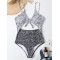 Polka-Dot Tankini Hollow Knotted One-Piece Swimwear