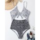 Polka-Dot Tankini Hollow Knotted One-Piece Swimwear Polka-Dot Tankini Hollow Knotted One-Piece Swimwear