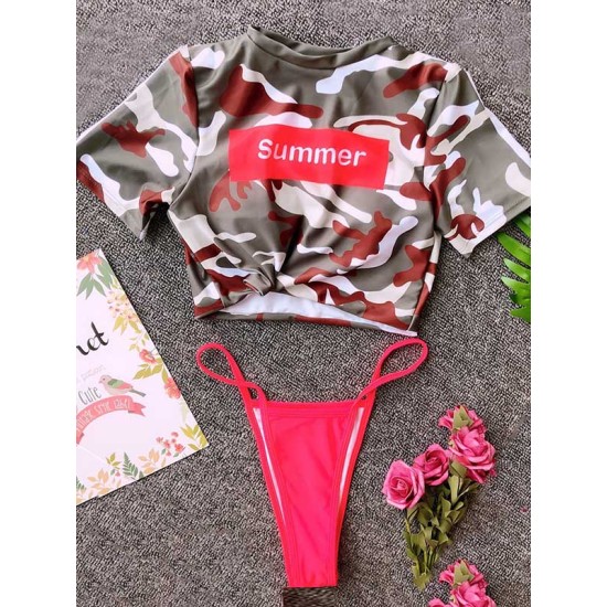 Sports Half Sleeve Split Bikini Swimsuit Sports Half Sleeve Split Bikini Swimsuit