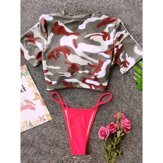 Sports Half Sleeve Split Bikini Swimsuit Sports Half Sleeve Split Bikini Swimsuit