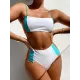Spaghetti-Neck Contrast Color Bandeau Bikinis Swimwear Spaghetti-Neck Contrast Color Bandeau Bikinis Swimwear