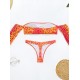 Off-The-Shoulder Long Sleeve Tie-Dyed Tankini Swimwear Off-The-Shoulder Long Sleeve Tie-Dyed Tankini Swimwear