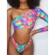 One-Shoulder Color-Block Brazilian Tankini Swimwear One-Shoulder Color-Block Brazilian Tankini Swimwear