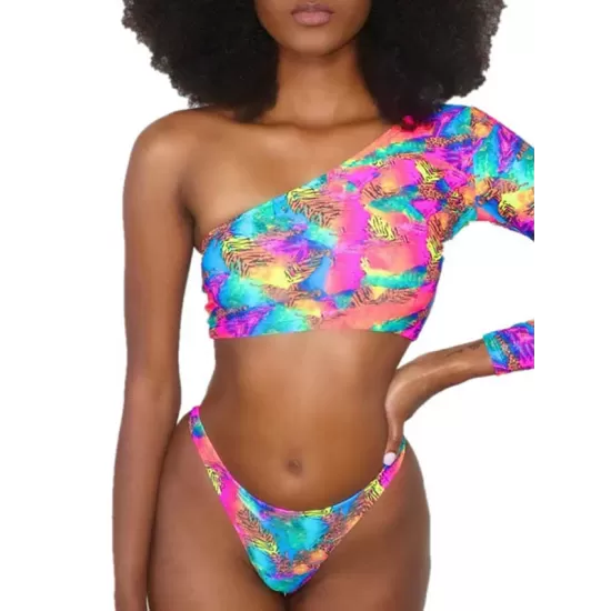 One-Shoulder Color-Block Brazilian Tankini Swimwear One-Shoulder Color-Block Brazilian Tankini Swimwear