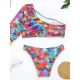 One-Shoulder Color-Block Brazilian Tankini Swimwear One-Shoulder Color-Block Brazilian Tankini Swimwear