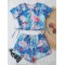 Short Sleeve Tie-Dyed Boardshort  Tankini Swimwear