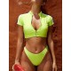 Short Sleeve Zipper Tight Brazilian Tankini Swimwear Short Sleeve Zipper Tight Brazilian Tankini Swimwear