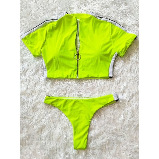 Short Sleeve Zipper Tight Brazilian Tankini Swimwear Short Sleeve Zipper Tight Brazilian Tankini Swimwear