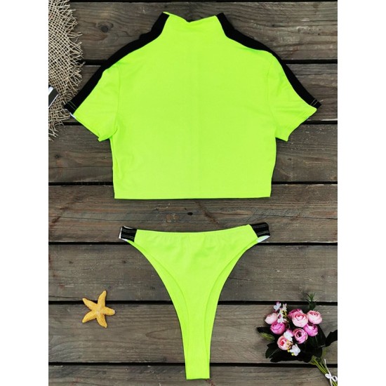 Short Sleeve Zipper Tight Brazilian Tankini Swimwear Short Sleeve Zipper Tight Brazilian Tankini Swimwear