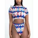 Short Sleeve Floral Tight Brazilian Tankini Swimwear Short Sleeve Floral Tight Brazilian Tankini Swimwear