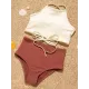 Sleeveless Solid Color Bandage High-Waisted Tankini Swimwear Sleeveless Solid Color Bandage High-Waisted Tankini Swimwear