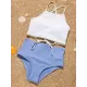 Sleeveless Solid Color Bandage High-Waisted Tankini Swimwear Sleeveless Solid Color Bandage High-Waisted Tankini Swimwear