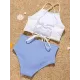 Sleeveless Solid Color Bandage High-Waisted Tankini Swimwear Sleeveless Solid Color Bandage High-Waisted Tankini Swimwear