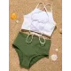Sleeveless Solid Color Bandage High-Waisted Tankini Swimwear Sleeveless Solid Color Bandage High-Waisted Tankini Swimwear