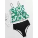 Spaghetti-Neck Monstera Ceriman High-Waisted Split Tankini Swimsuit Spaghetti-Neck Monstera Ceriman High-Waisted Split Tankini Swimsuit