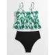 Spaghetti-Neck Monstera Ceriman High-Waisted Split Tankini Swimsuit Spaghetti-Neck Monstera Ceriman High-Waisted Split Tankini Swimsuit